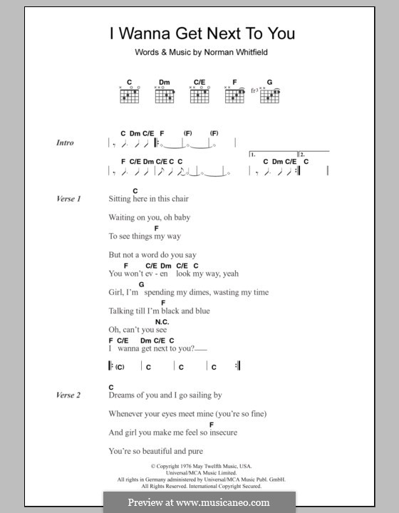 I Wanna Get Next to You (Rose Royce): Lyrics and chords by Norman J. Whitfield