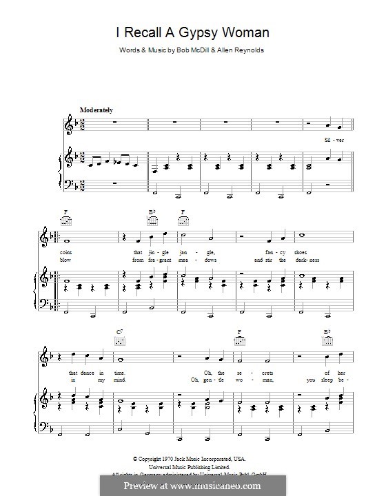 I Recall a Gypsy Woman: For voice and piano (or guitar) by Allen Reynolds, Bob McDill