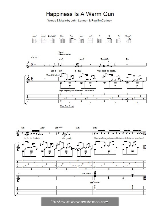 Happiness is a Warm Gun (The Beatles): For guitar with tab by John Lennon, Paul McCartney