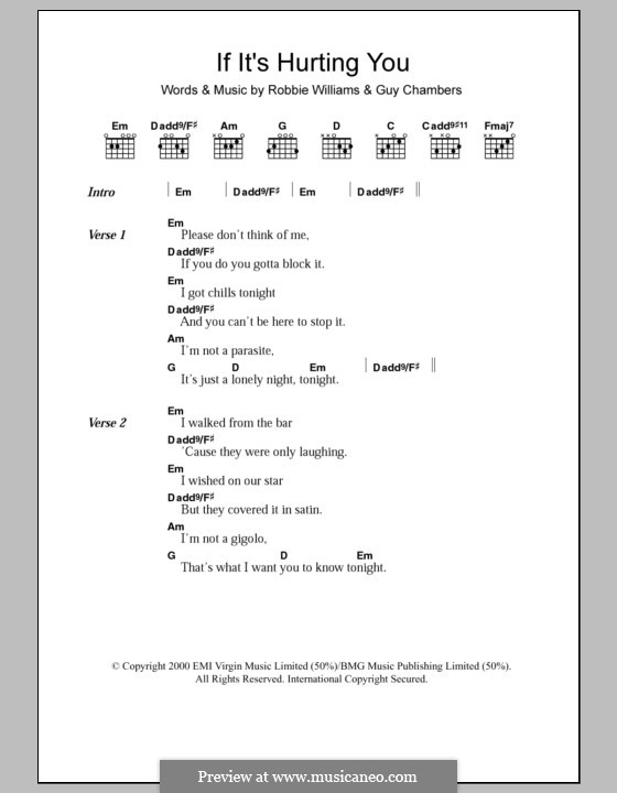 If It's Hurting You: Lyrics and chords by Guy Chambers, Robbie Williams