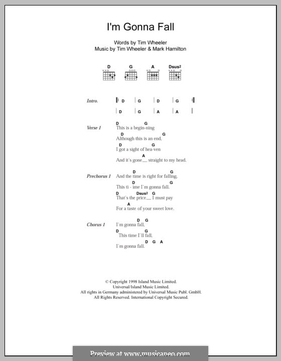 I'm Gonna Fall (Ash): Lyrics and chords by Tim Wheeler, Mark Hamilton