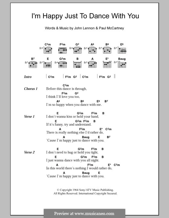 I'm Happy Just to Dance with You (The Beatles): Lyrics and chords by John Lennon, Paul McCartney