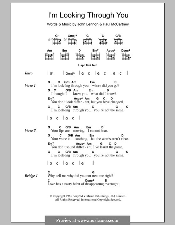 I'm Looking Through You (The Beatles): Lyrics and chords by John Lennon, Paul McCartney