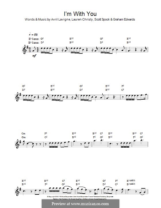 I'm with You: For saxophone by Avril Lavigne, Graham Edwards, Lauren Christy, Scott Spock