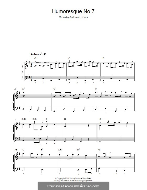No.7 in G Flat Major (Printable scores): For easy piano by Antonín Dvořák