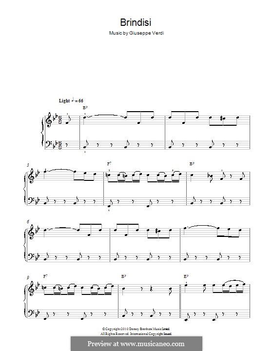 Libiamo ne'lieti calici (Brindisi): For piano by Giuseppe Verdi