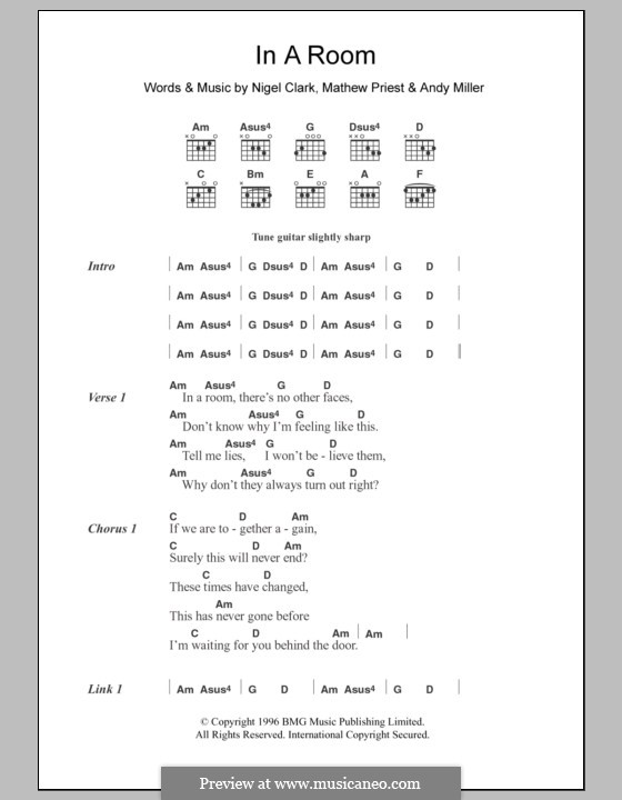 In a Room (Dodgy): Lyrics and chords by Andy Miller, Mathew Priest, Nigel Clark