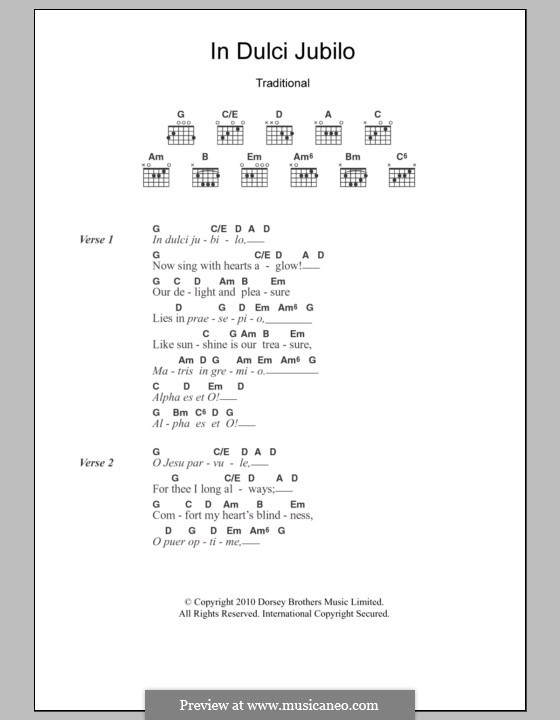 In dulci jubilo: Lyrics and chords by folklore