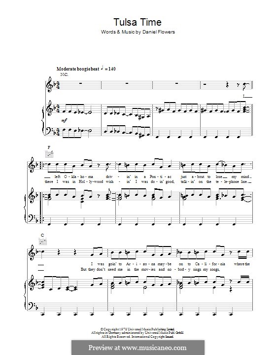 Tulsa Time: For voice and piano (or guitar) by Daniel Flowers