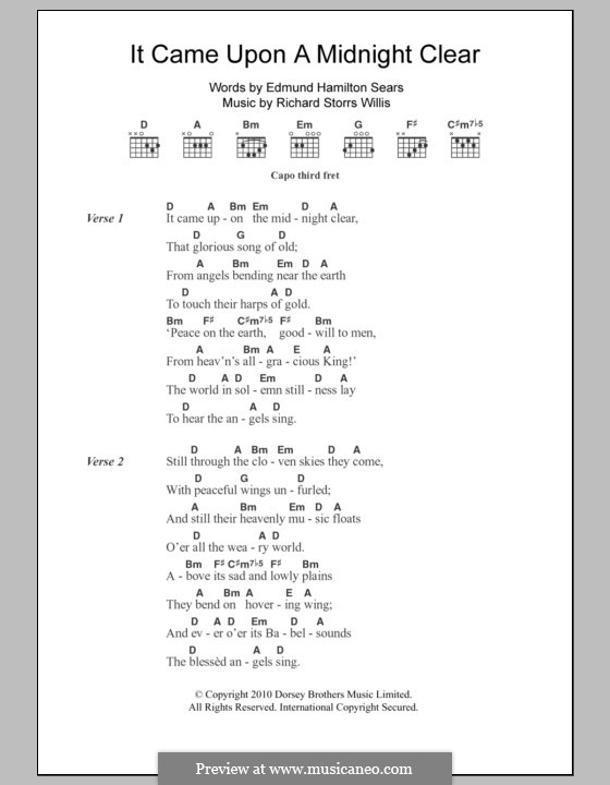Vocal version: Lyrics and chords by Richard Storrs Willis