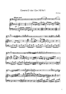No.1 in D Major, W B10: Score, solo part by Johann Christian Bach