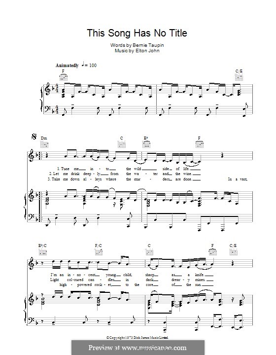 This Song Has No Title By E John Sheet Music On Musicaneo