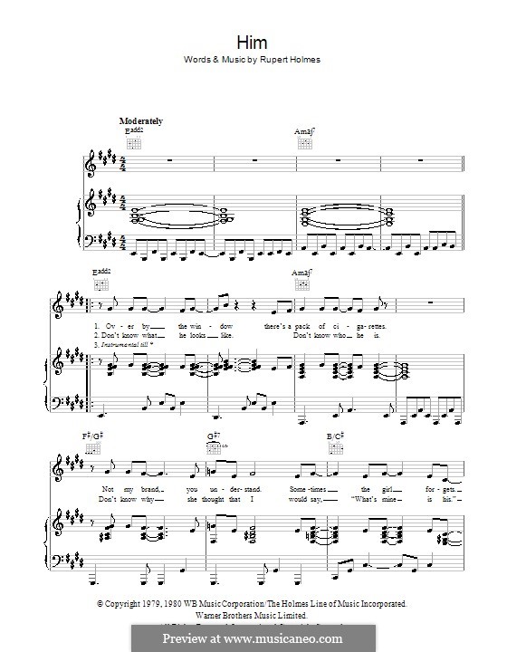 Him: For voice and piano (or guitar) by Rupert Holmes