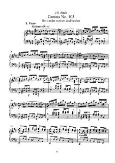 Ihr werdet weinen und heulen, BWV 103: Piano-vocal score by Johann Sebastian Bach