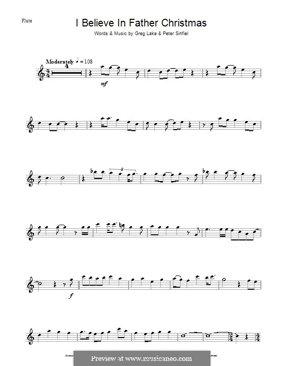 I Believe in Father Christmas (Emerson, Lake & Palmer): For flute by Greg Lake