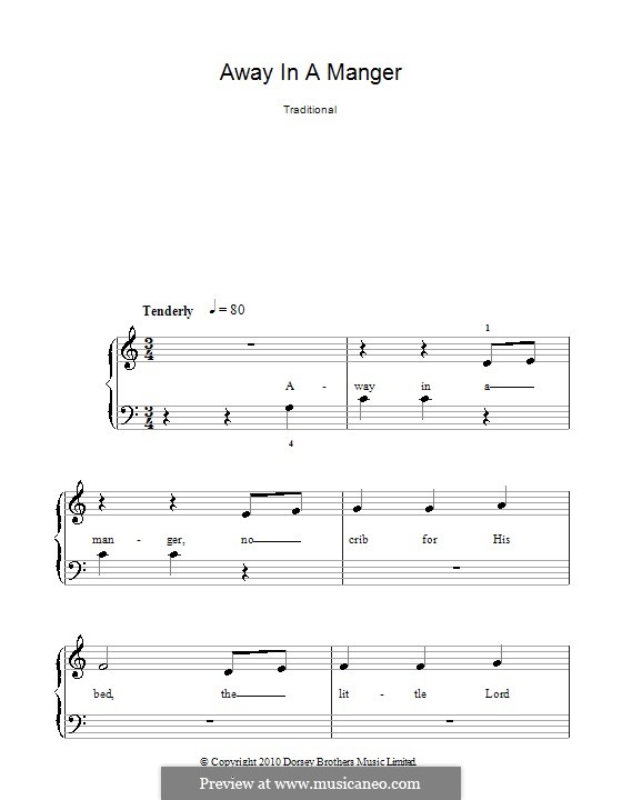 Away in a Manger: For easy piano by William (James) Kirkpatrick
