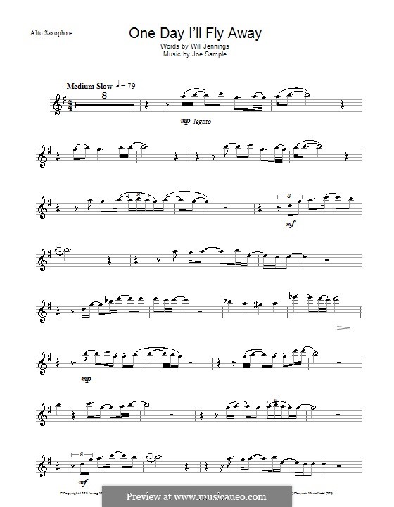 One Day I'll Fly Away (Randy Crawford): For alto saxophone by Joe Sample