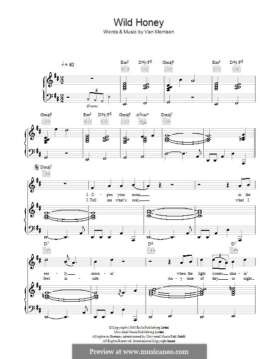 Wild Honey: For voice and piano (or guitar) by Van Morrison