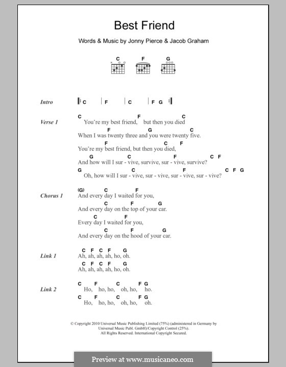 Best Friend (The Drums): Lyrics and chords by Jacob Graham, Jonny Pierce
