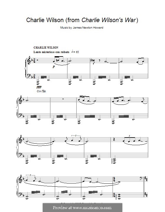 Charlie Wilson's War (Charlie Wilson): For piano by James Newton Howard
