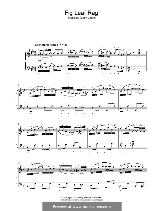 Fig Leaf Rag: For piano (witn fingering) by Scott Joplin