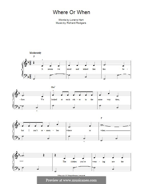 Where Or When (from Babes In Arms): For easy piano by Richard Rodgers