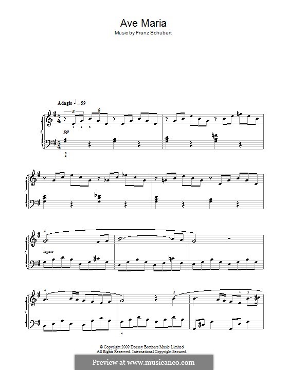 Piano version: Easy notes by Franz Schubert