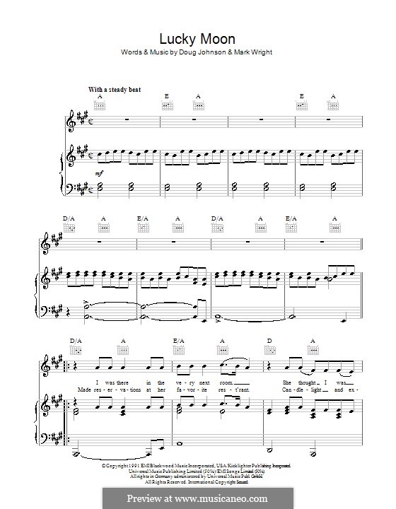 Lucky Moon (The Oak Ridge Boys): For voice and piano (or guitar) by Doug Johnson, Mark Wright