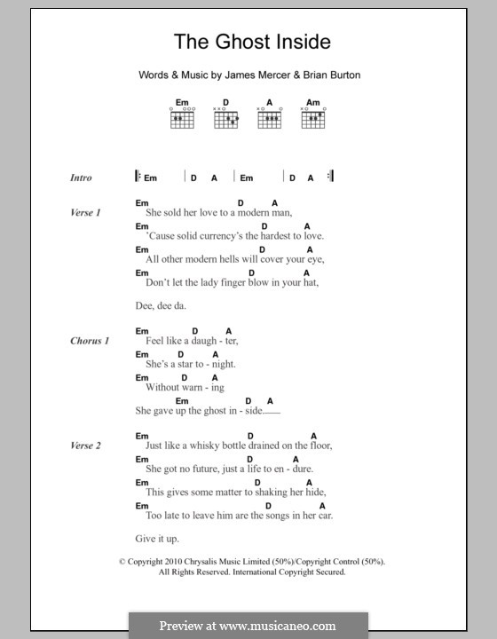 The Ghost Inside (Broken Bells): Lyrics and chords by Brian Burton, James Mercer