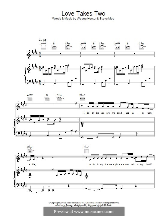 Love Takes Two (Westlife): For voice and piano (or guitar) by Steve Mac, Wayne Anthony Hector