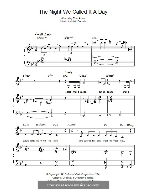 The Night We Called It a Day by M. Dennis sheet music on MusicaNeo