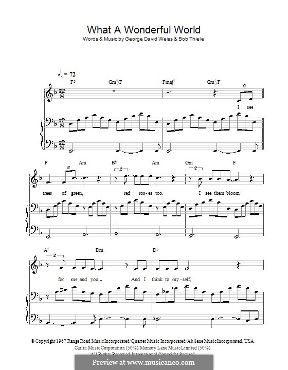 what a wonderful world by b thiele g d weiss sheet music on what a wonderful world piano sheet music