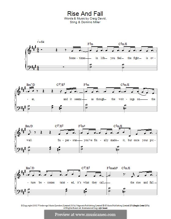 Rise and Fall: For easy piano by Sting, Craig David, Dominic Miller