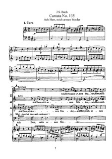 Ach Herr, mich armen Sünder (Ah, Lord, me Poor Sinner), BWV 135: Piano-vocal score by Johann Sebastian Bach