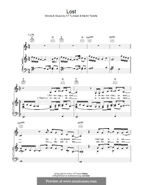 Lost: For voice and piano (or guitar) by KT Tunstall, Martin Terefe