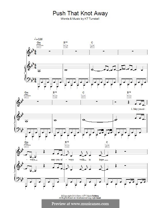 Push That Knot Away: For voice and piano (or guitar) by KT Tunstall