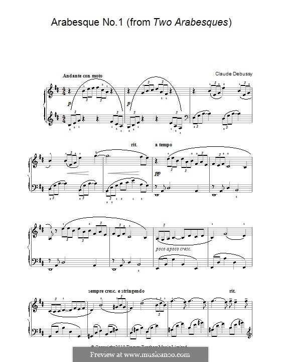 Arabesque No.1: For easy piano by Claude Debussy