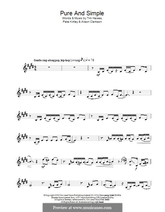 Pure and Simple (Hear'Say): For clarinet by Alison Clarkson, Pete Kirtley, Tim Hawes