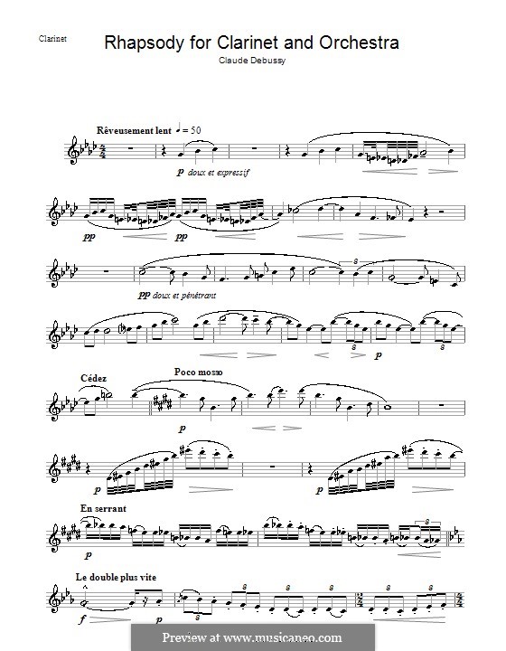 Rhapsody No.1 in G Flat Major, L.116: Solo part by Claude Debussy