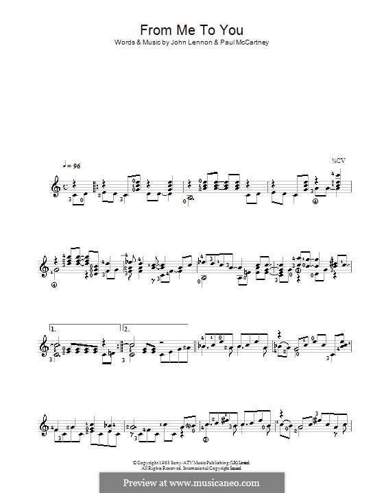 From Me to You (The Beatles): For guitar by John Lennon, Paul McCartney