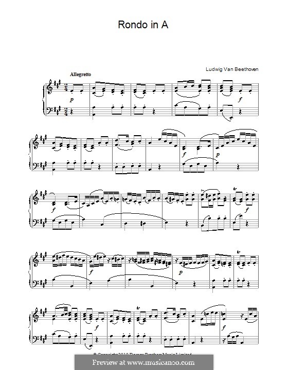 Rondo in A Major, WoO 49: For piano (high quality sheet music) by Ludwig van Beethoven