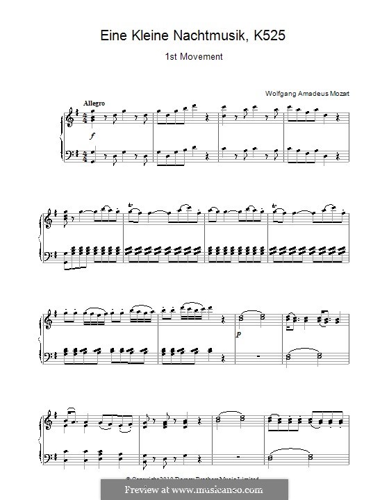 Allegro, for piano: For a single performer by Wolfgang Amadeus Mozart