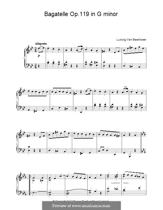 Eleven New Bagatelles for Piano, Op.119: Bagatelle No.1 (high quality sheet music) by Ludwig van Beethoven