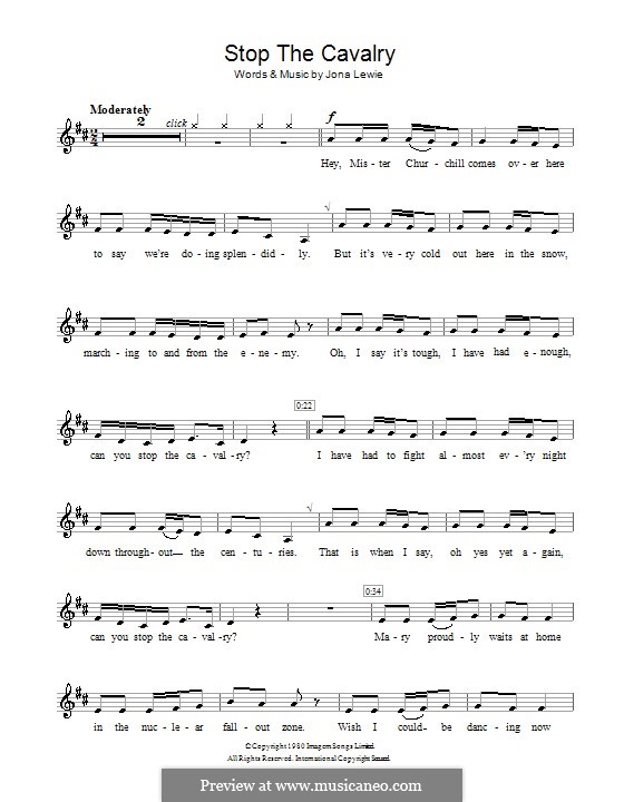 Stop the Cavalry: For clarinet by Jona Lewie