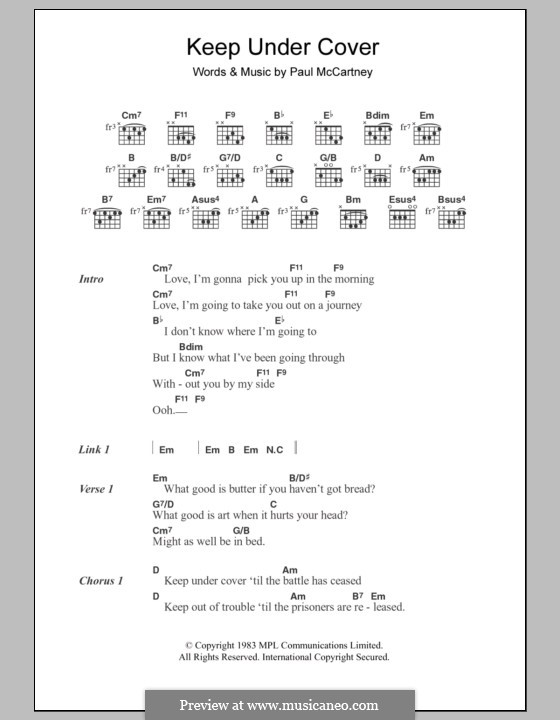 Keep Under Cover: Lyrics and chords by Paul McCartney