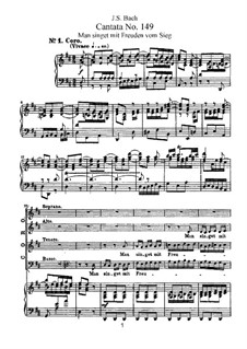 Man singet mit Freuden vom Sieg, BWV 149: Piano-vocal score by Johann Sebastian Bach