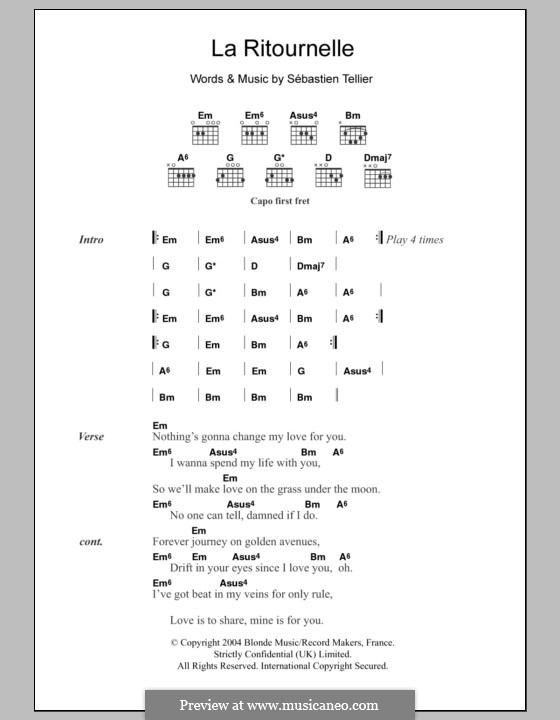 La Ritournelle: Lyrics and chords by Sébastien Tellier