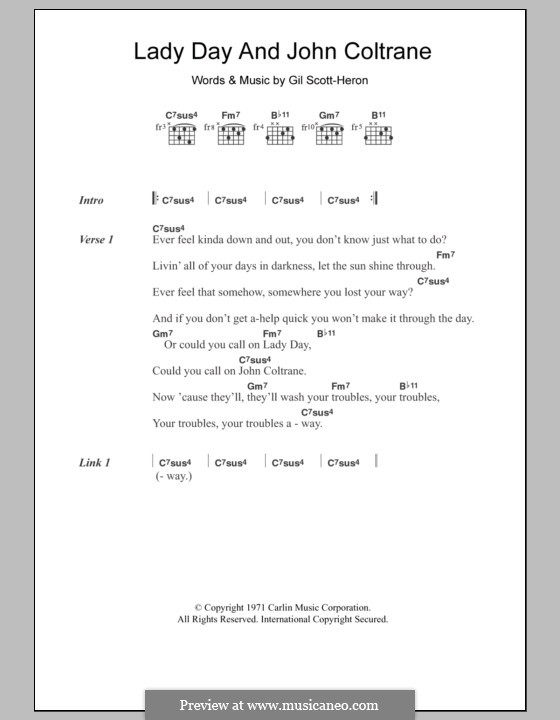 Lady Day and John Coltrane: Lyrics and chords by Gil Scott-Heron