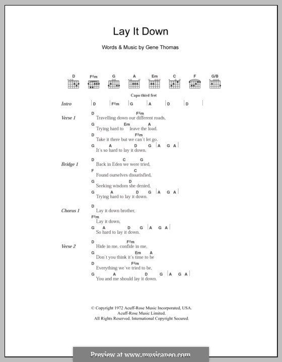 Lay It Down (The Everly Brothers): Lyrics and chords by Gene Thomas