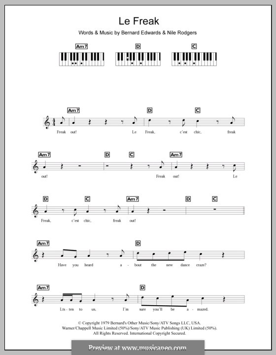 Le Freak (Chic): For keyboard by Bernard Edwards, Nile Rodgers